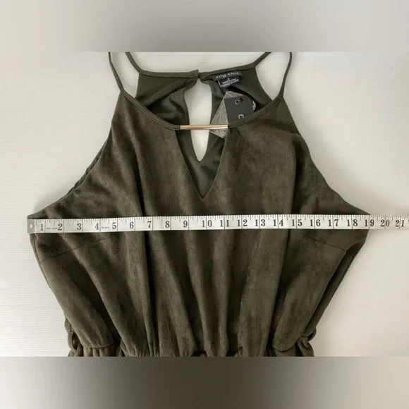 City Chic Thyme Suede Faux Wrap Dress Olive Green Khaki Plus Size S 16 -NWT New - Picture 10 of 11